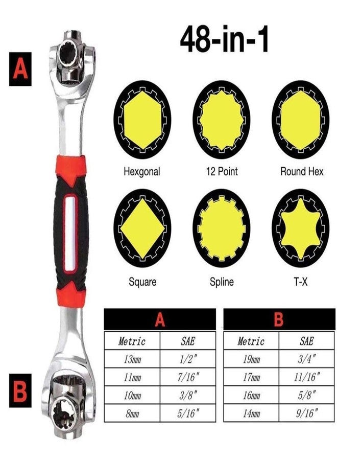 NMS TRADERS Multi-Function Socket Wrench, 48 Tools In One with 360 Degree Rotating Head, Tiger Wrench Works with Spline Bolts, 6-Point, 12-Point, and Any Size Standard or Metric (TIGER WRENCH) - Image 3